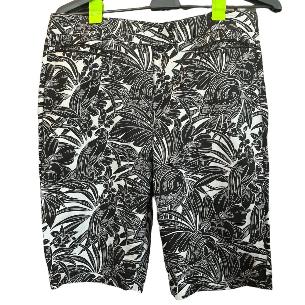 White House Black Market Black and White Bermuda Shorts